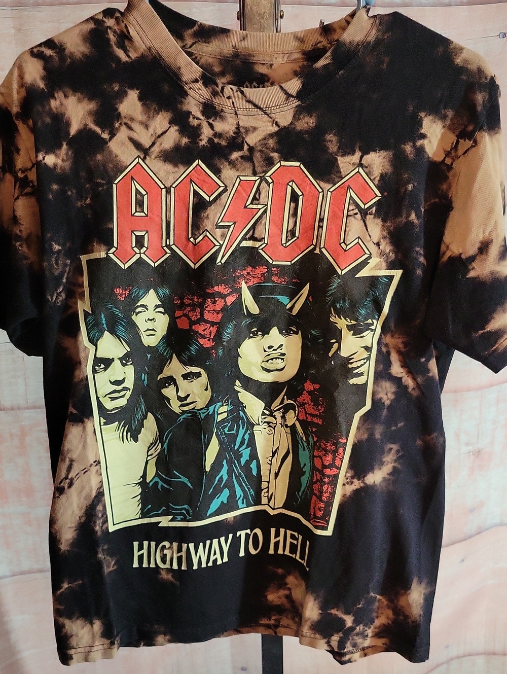 AC⚡️DC Acid Washed Graphic Design Tshirt